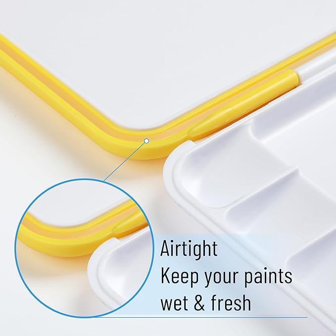 Mr. Pen- Airtight Watercolor Palette with Lid, Yellow, 18 Wells and 2 Mixing Areas, Empty Watercolor Palette, Paint Pallet with Lid, Folding Paint Tray