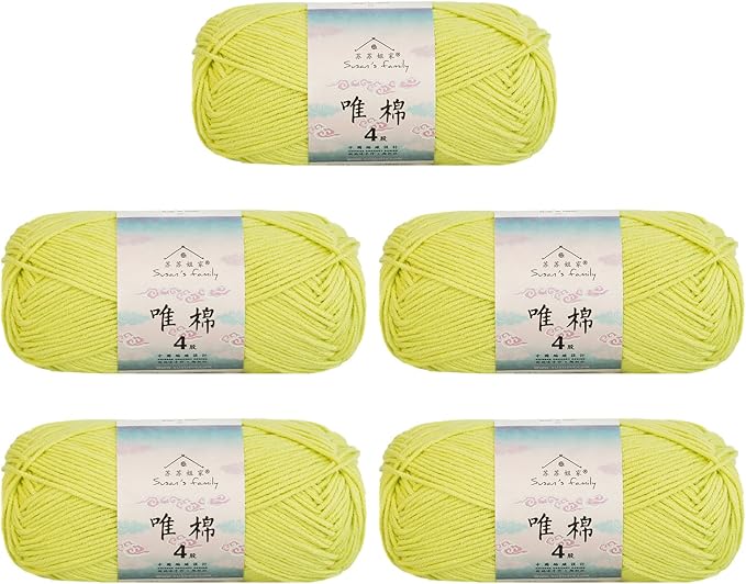 Susan's Family 4 ply 60% Cotton 40% Acrylic Yarn - Soft & Durable - 5 x 50g (1.76oz) - 655 Yards for Knitting & Crocheting - Baby Blankets, Amigurumi, Sweaters & More