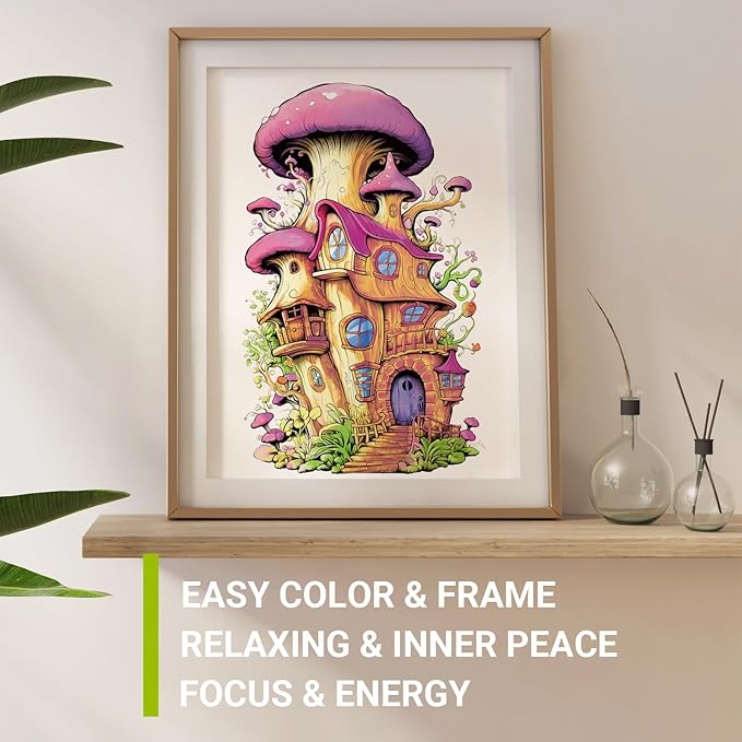 Adult Coloring Book for Women Relaxation, Spiral Bound Mindfulness Coloring Book with 24 Colors Markers for Adult, Anxiety Relief Gifts with 48 Pictures (Garden & Magic House)