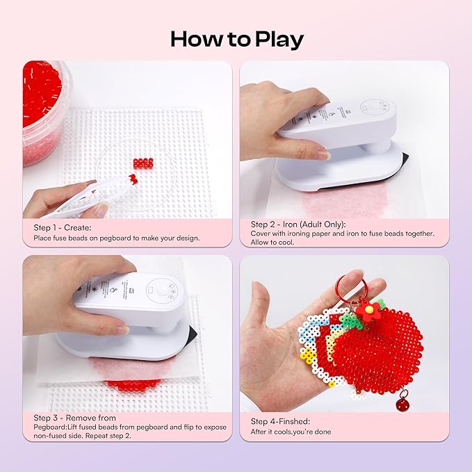 Caydo 3000PCS 5mm Red Fuse Beads, Craft Kit for Kids & Adults, DIY Pixel Art Projects, Durable Plastic Jar with Storage for Jewelry, Keychains, and Creative Crafts