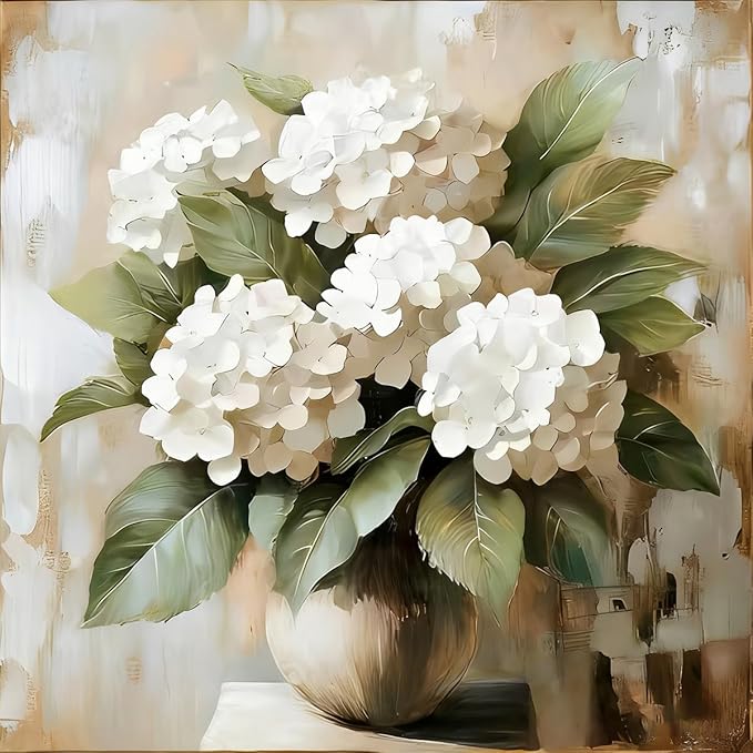 GEMFAMILY 5D Diamond Art Kits for Adults,Hydrangea Diamond Painting Kits for Beginner,DIY Round Full Drill Diamond Dots with Gem Art Kits Home Wall Decor 13.8 x 13.8 inch