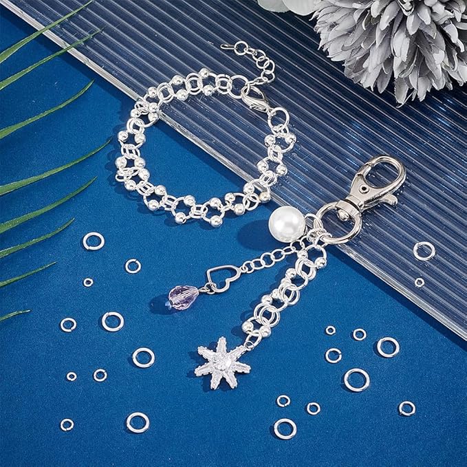 PH PandaHall 180pcs 925 Sterling Silver Plated Open Jump Rings 3/4/5/6/7/8mm O Ring Brass Jewelry Connector Ring Circle Clasp 18~22 Gauge Keychain Rings for Bracelets Necklaces DIY Craft Making