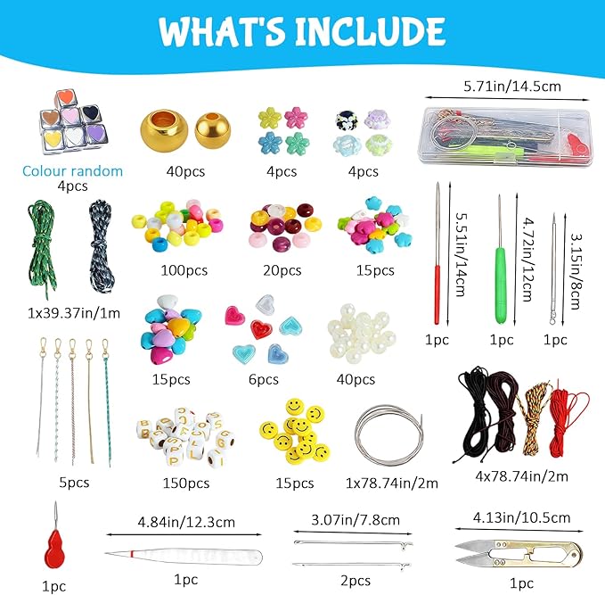 433PCS Keychain Making Kit – DIY Bracelet & Friendship Bracelet Making Kit, Clay Bead Kit for Jewelry Crafting, Acrylic Beads Set, DIY Bead Kits for Adults Teens Women, Creative Gift for Women & Girls