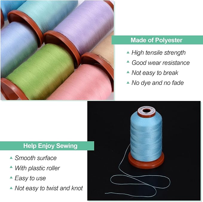 uxcell 40D/2 Sewing Thread 1100 Yards Polyester Household Sewing String Hand Stitching Polyester Cord for Clothing Stitching Shoe Bag Repairing DIY Craft Cornflower Blue