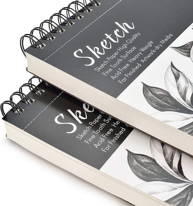AGPtEK Sketch Book, Art Drawing Pad 9 X 12, 100 Sheets, 60lb/100g, 2 Pack