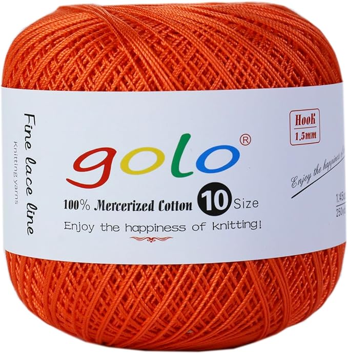 golo Crochet Thread Size10 Yarn for Hand Knitting Crochet Yarn Orange 221