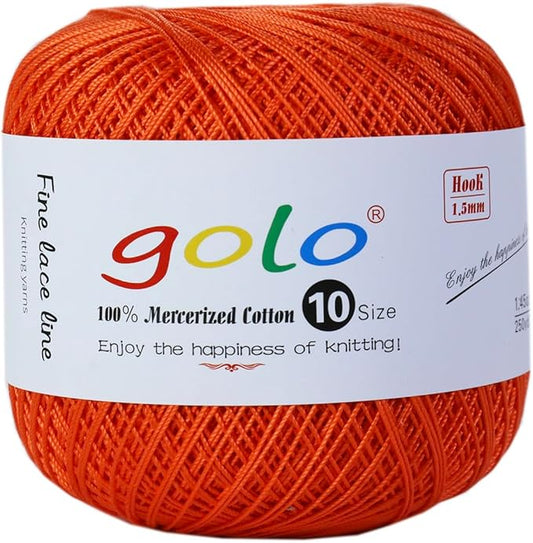 golo Crochet Thread Size10 Yarn for Hand Knitting Crochet Yarn Orange 221