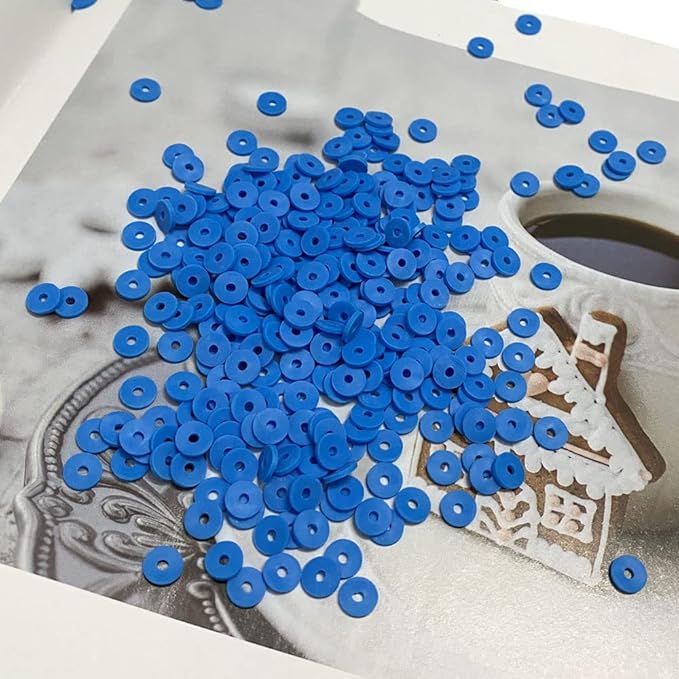 2000pcs Heishi Vinyl Beads Flat Round Polymer Clay Spacer Beads for Making Bracelet Necklace Earring Accessories DIY Handmade Craft(Blue, 6mm)