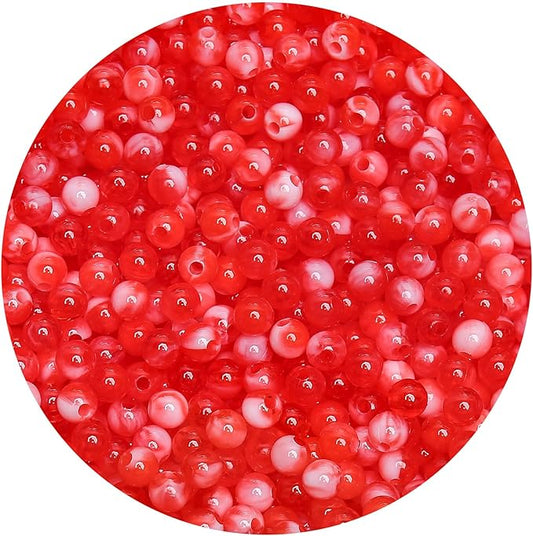 bonny boxx 1000pcs 6mm red jade round beads, smooth acrylic balls, plastic resin gumball bubblegum chunky beads for necklace & bracelet making, crafting supplies
