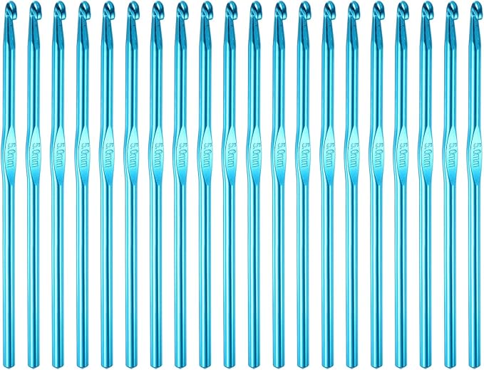 uxcell 20Pcs Aluminum Crochet Hook 5.0mm US Size H (Size 8) Knitting Needles for DIY Craft Yarn Blue