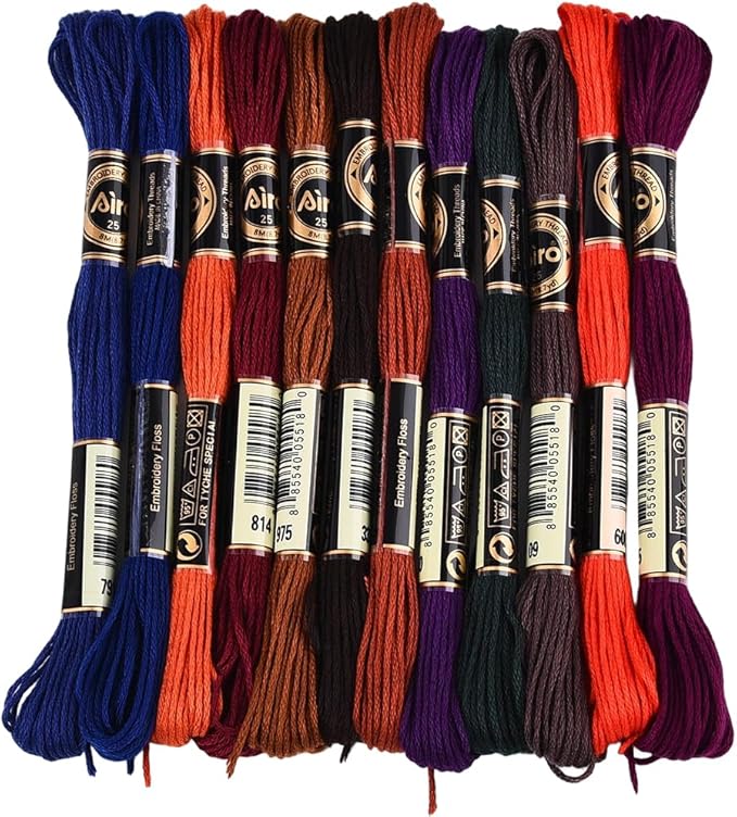 12 Skeins 6 Strands Hand Variegated Embroidery Floss Gradient Cross Stitch Thread Polyester Friendship Bracelet String Yarn Bracelets Threads Bulk for Sewing Knitting Craft Crochet Stitching