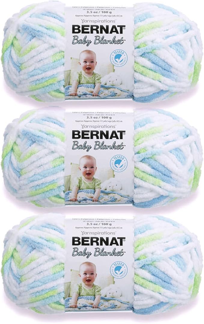 Bernat Baby Blanket Funny Prints Yarn - 3 Pack of 100g/3.5oz - Polyester - 6 Super Bulky - 72 Yards - Knitting/Crochet