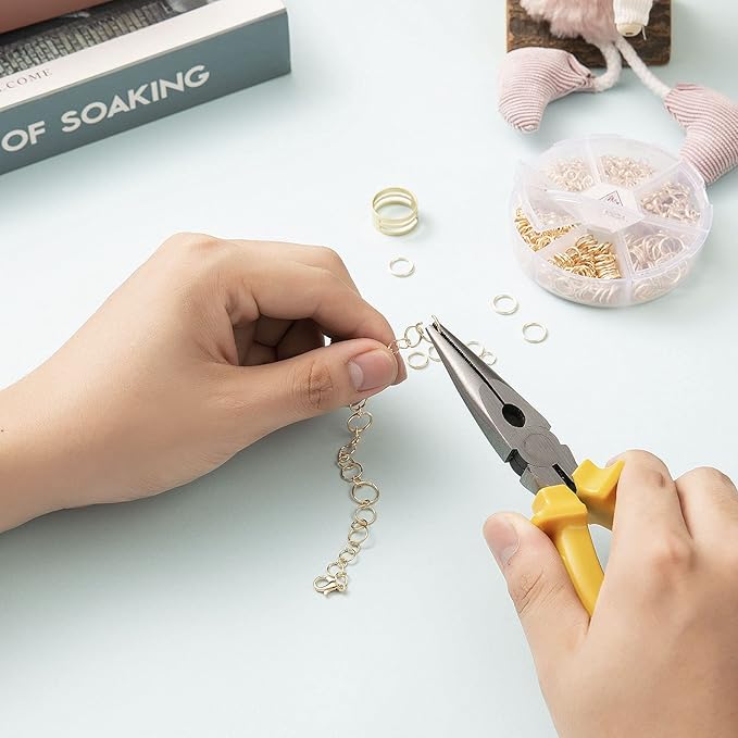 Jump Rings Kit With1000PCS Open Jump Rings 40PCS 12mm Lobster Clasps and Jump Rings Opener for Jewelry Making Keychains and Necklace Repair (Gold)