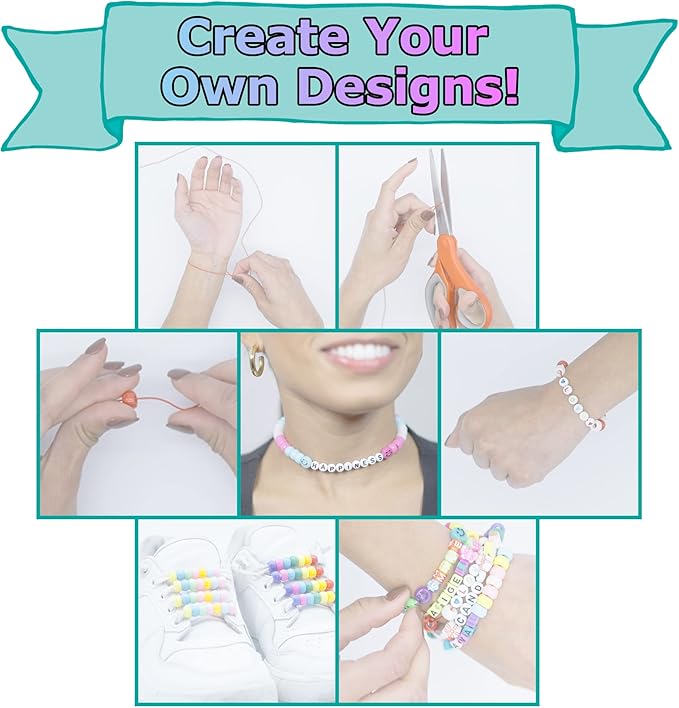 Luwanio Bracelet Making Kit - Pony, Clay, Smiley & Letter Beads for Friendship & Kandi Bracelets - DIY Crafts for Girls Age 6-12