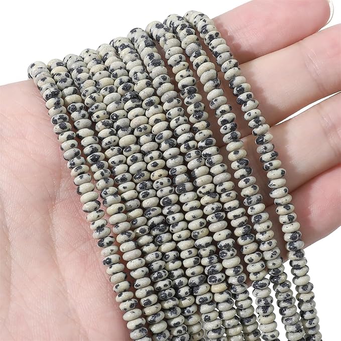 beadia natural dalmatian disk stone beads 4x2mm 160pcs rondelle loose semi gemstone beads for jewelry making design
