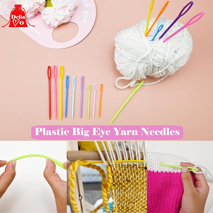 DeliaVo 49 Pcs Yarn Needles Set, Assorted Crocheting & Darning Tapestry Needles for Yarn, Crochet Kit for Knitting Sewing Weaving