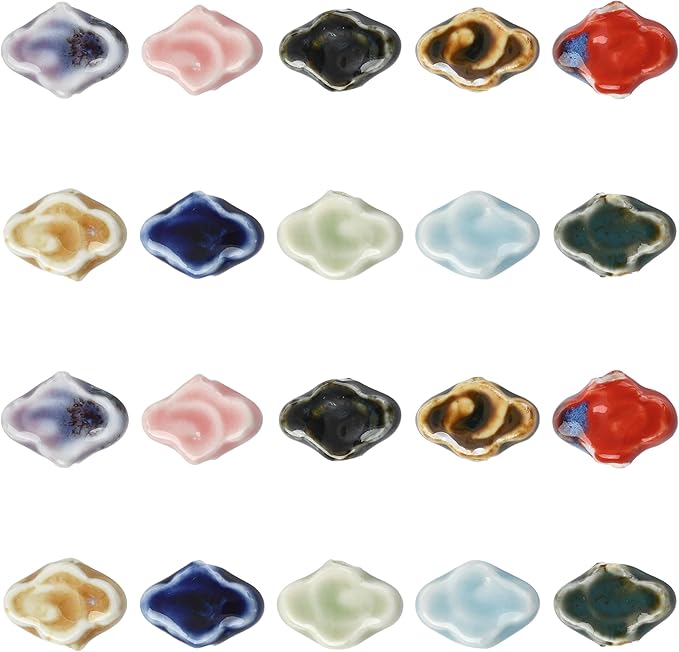 20Pcs Cloud Ceramic Porcelain Large Hole Beads for Bracelets Making 10 Colors Handmade Fancy Antique Glazed Ceramic Spacer Beads for DIY Jewelry Necklaces Earrings Keychains Crafting