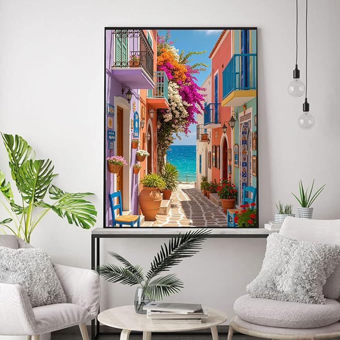 WUSARPLY Seaside Scenery Diamond Painting Kits for Adults, Landscape Diamond Art Kits Full Drill Diamond Dots Paint with Diamonds Gem Arts and Crafts for Beginner Home Wall Decor