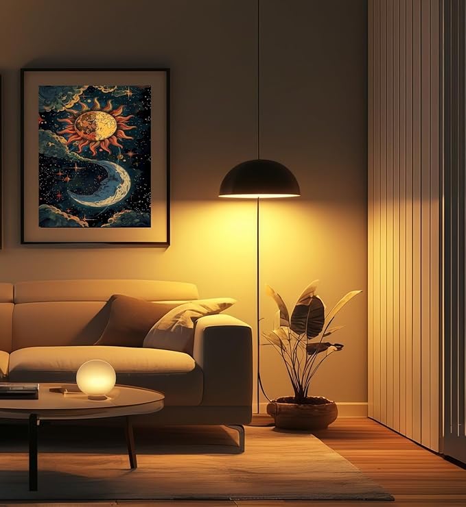 BYGFHLYW 5D Diamond Painting Kits for Adults Beginner, Sun Moon Diamond Art Kits for Adults, Full Drill Round Gem Art Paint by Diamonds Dots Crafts Kits for Home Wall Decor 12x16inch