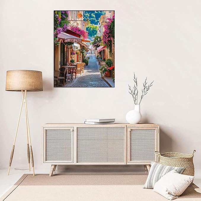 Landscape Stamped Cross Stitch Kits - Flowers Street Scenery Counted Cross Stitch Kits for Beginners Adults Needlepoint Cross-Stitch Patterns Dimensions Needlecrafts Embroidery Kits Arts and Crafts