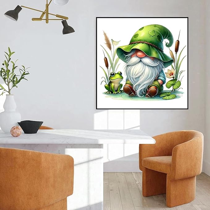 mrpwnle Gnome Diamond Art Kits for Adults, Gnome Diamond Painting Kits for Adults Beginners, 5D Diamonds Painting, DIY Round Full Drill Gem Art Crafts, Home Decor Gifts 11.8x11.8 inch