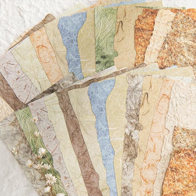 84 Sheets Small Textured Scrapbook Paper and 3D Embossed Collage Paper, Vintage Deckled Edge Paper Ephemera for Junk Journal Supplies, Mixed Media, Card Making, DIY Craft Art