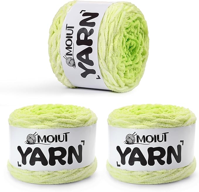 Blanket Perfect Ombre Cake Yarn - Baby Yarn for Crocheting Soft - 3 Pack of 10.6oz/300g - #6 Super Bulky - 197 Yards for Knitting, Crafts & Amigurumi, Chunky Chenille Yarn(3 Lime Green)