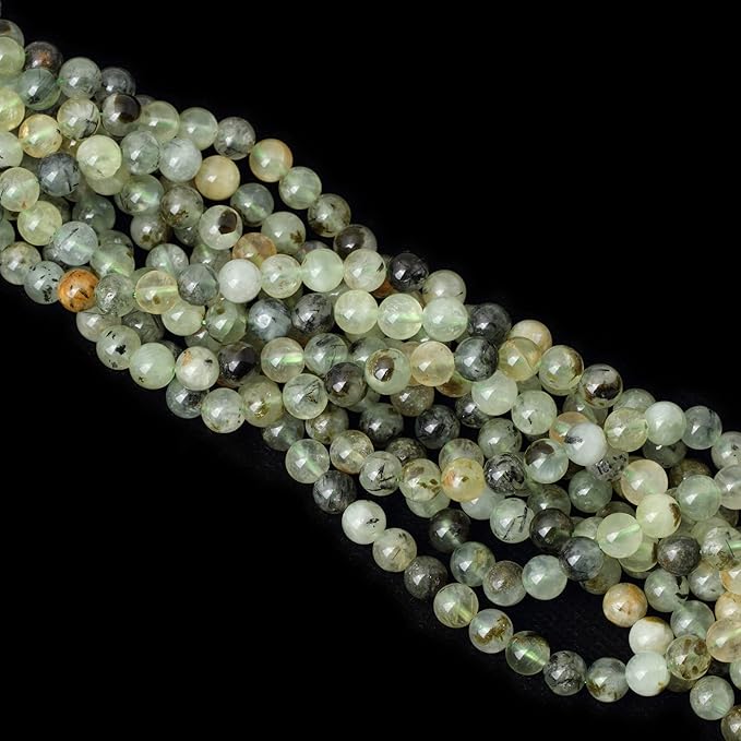 cheavian 45pcs 8mm natural prehnite gemstone smooth surface round loose beads for jewelry making 1 string 15 inches