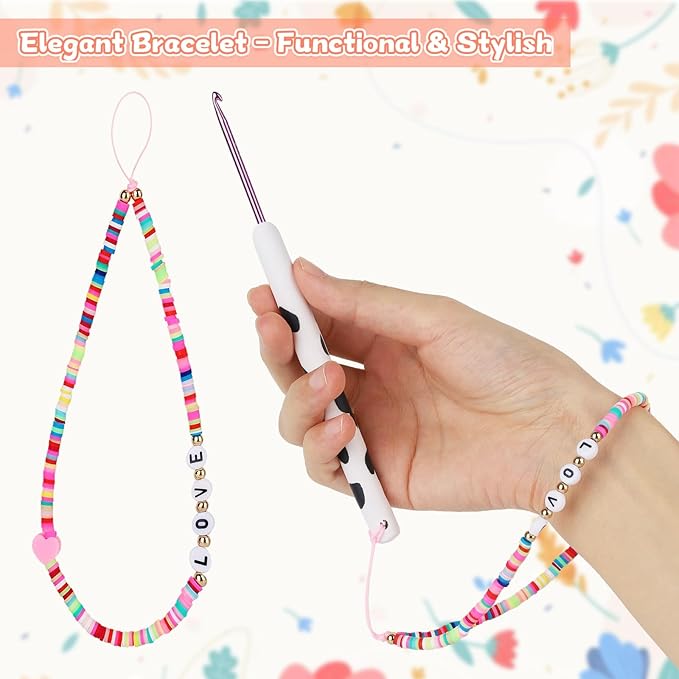 Coopay Crochet Hooks, Crochet Hook with Soft Polymer Clay Handle and Attached Bracelet - Stylish & Practical - 3.0mm (D-3)