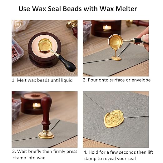 250pcs Wax Seal Beads Pearl White, Andotopee Premium Sealing Wax Beads for Stamp Seals, Octagon Seal Stamp Pellets Refill Pack for Wedding Invitation, Letter Envelope, Scrapbook DIY & Bridal Crafts