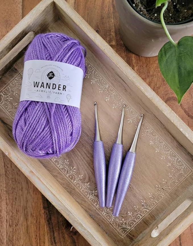 Furls Crochet Hook, Odyssey Iris, Nickel Plated Tip for Effortless Glide, Ergonomic Handle Crochet Hooks 7" (Odyssey - Iris, (G+) 4.50MM)