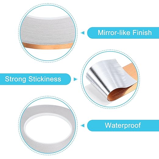 uxcell Metallic Tape, 0.19 in x 164 ft Self Adhesive Metalized Polyester Film Tape Waterproof Shiny Washi Tape for Walls Graphic Arts Gifts Wrapping Crafts Decoration, Brushed Rose Gold