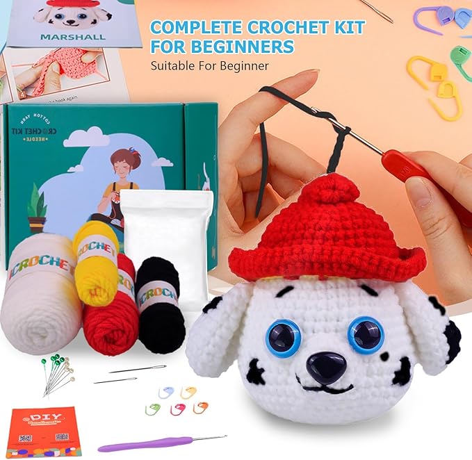 Crochet Kit for Beginners Adults -Animals Start Crotcheting - Perfect Amigurumi Knitting Learn to Kit for Adult with Stitch by Stitch Video Tutorials,Holiday Christmas Gift.