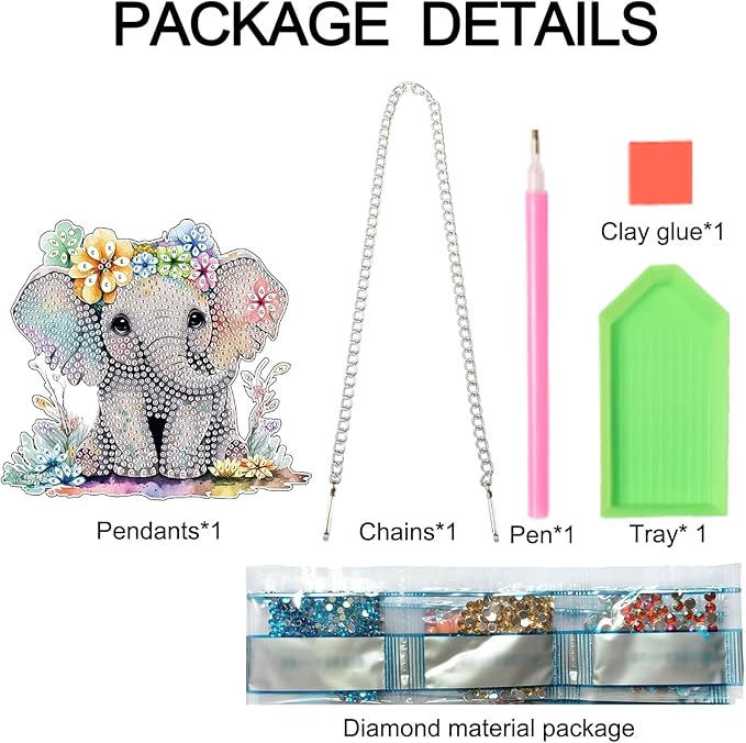 AiYuanzsh Diamond Art Painting Pendant Kits 5D Diamond Art Painting Art Hanging Kit Animal Elephant DIY Diamond Crystal Window Pendant Kit for Adults Gift Wall Home Decoration