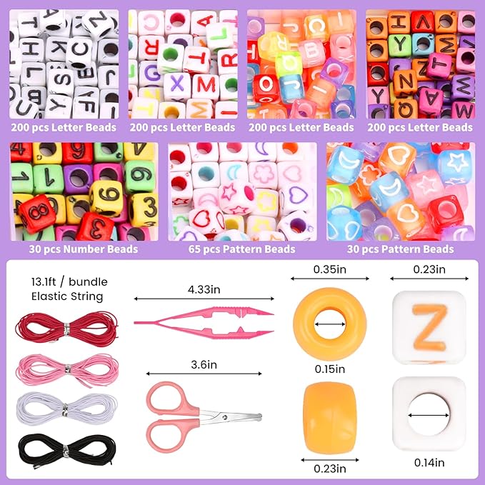 Pizooro Bracelet Making Kit 2400 Pcs Bracelet Beads, 56 Colors Pony Beads in Bead Organizer, 1400 Kandi Beads + 1000 Letter Beads, Jewelry Craft Supplies for Friendship Bracelets, DIY Gifts for Teens