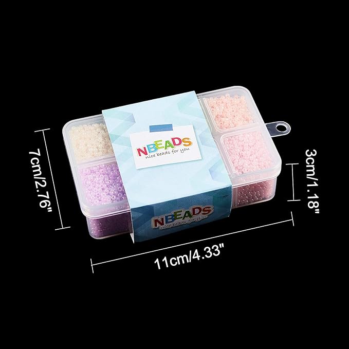 NBEADS 12500 Pcs 2mm Small Glass Seed Beads for Jewelry Making, 12/0 Small Craft Beads, Mini Beads with 1mm Hole for Bracelets Earring Making Supplies Kit- Colorful