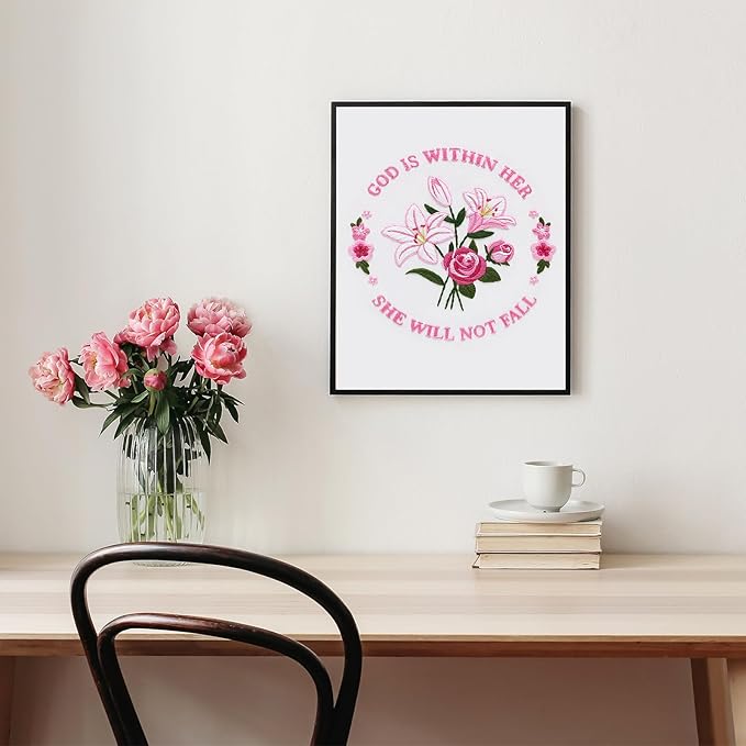 Louise Maelys Embroidery Kits for Beginners,Cross Stitch Kit for Adults,DIY Needlepoint with Easter Tulip Rose Flowers Pattern