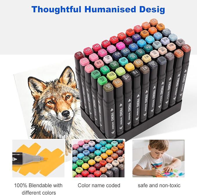 FROKO Alcohol Markers, 60 Colors Dual Tip Art Marker,Coloring Marker, markers for adult coloring books no bleeding