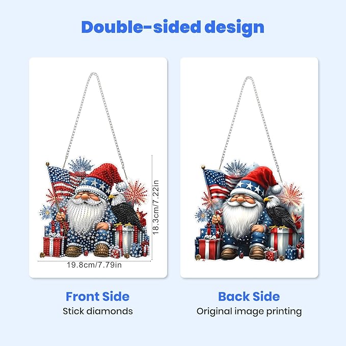 MXJSUA Gnome Eagle Special Shaped Hanging Diamond Painting Art Kits for Adults, Crystal Rhinestone Acrylic Gem Art Pendant Ornaments Kit for Home Decoration and Gift