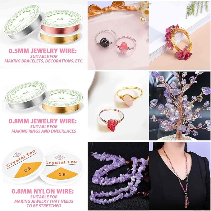selizo Ring Making Kit with Crystal Beads, 28 Colors Crystal Jewelry Making Kit with Crystals, Jewelry Wire, Pliers and Earring Making Supplies for Jewelry Making