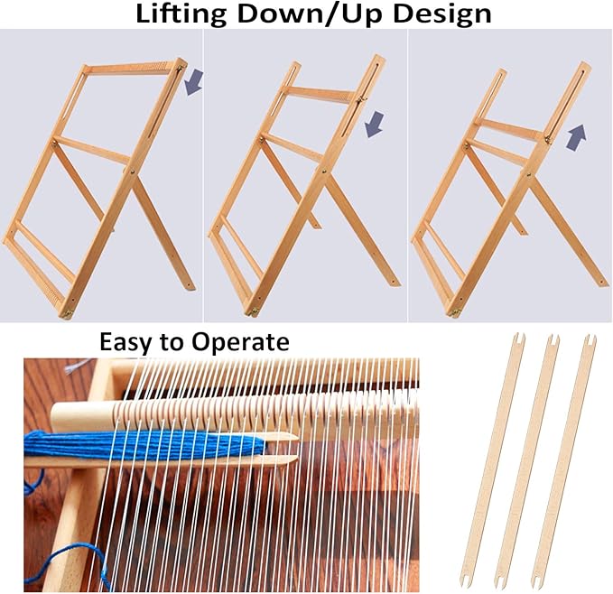 WILLOWDALE 25.2" H x 19.3" W Weaving Loom with Stand Wooden Multi-Craft Weaving Loom Arts & Crafts, Extra-Large Frame, Develops Creativity Weaving Frame Loom with Stand for Beginner