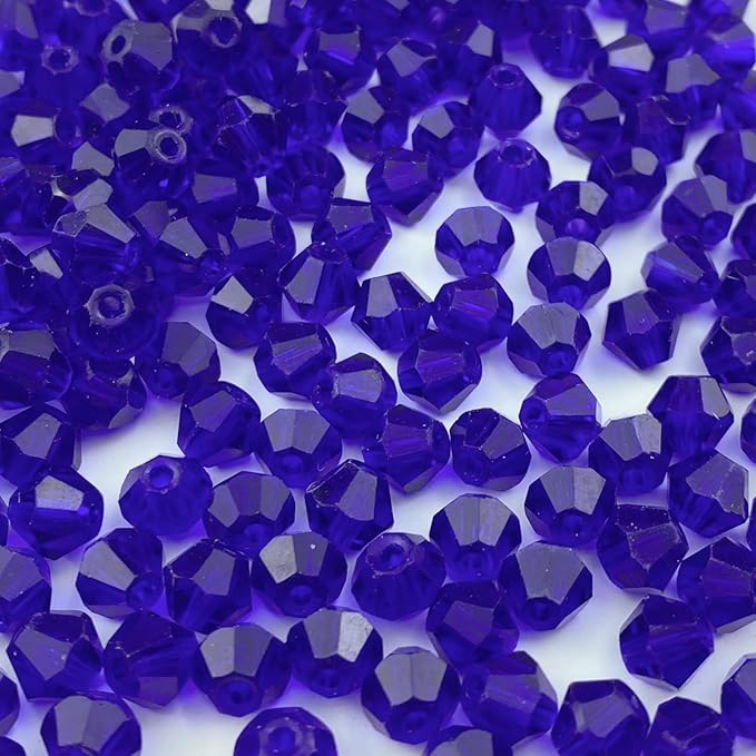 400pcs Bicone Crystal Beads 4mm Crystal Glass Faceted Beads for Necklace Bracelet Earrings DIY Jewelry Crafts Making Supplies(Deep Blue)