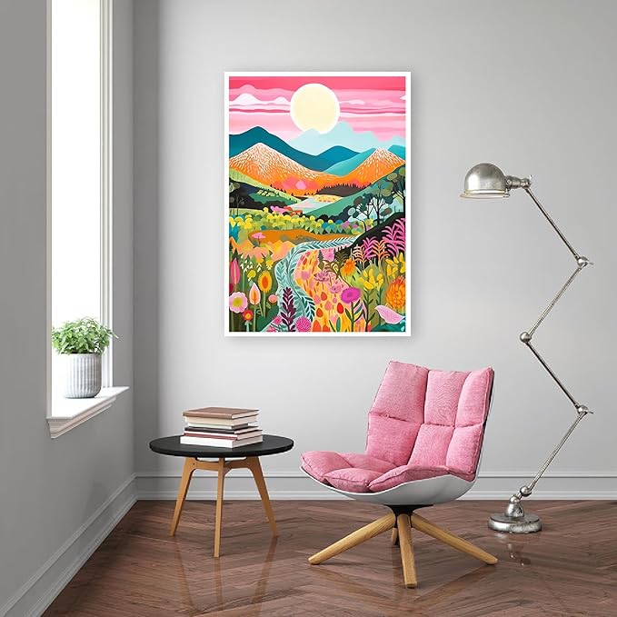 EIBEILI Square Drill Diamond Art Kits for Adults, Mountain Flower Diamond Painting Kits for Beginner DIY 5D Full Drill Diamond Dots Crafts for Home Wall Decor Gifts 12x16 Inch