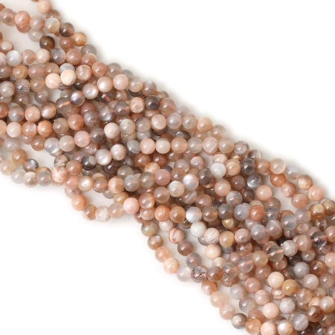 cheavian 60pcs 6mm natural orange moonstone gemstone round loose beads for diy bracelet necklace earrings jewelry making 1 string 15 inches