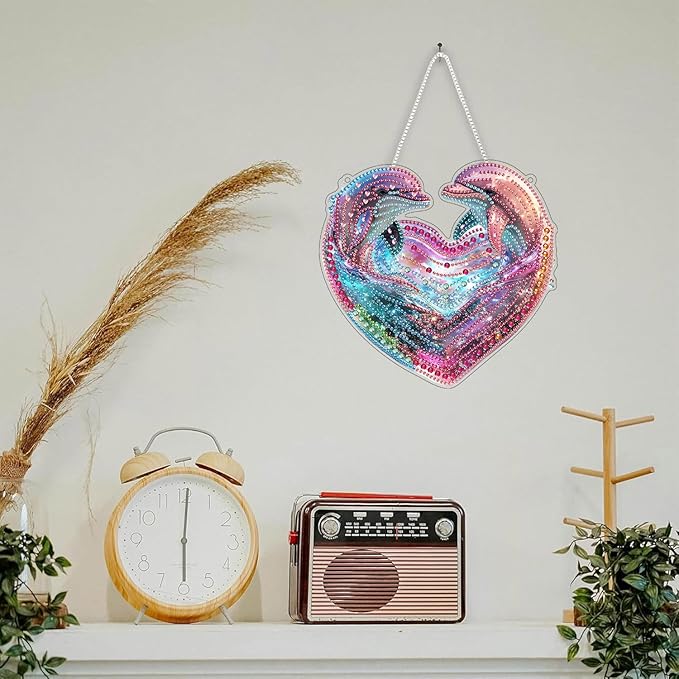 SKRYUIE Whale Hanging Diamond Art Kits for Adults Pendant Suncatcher, Special Shaped Crystal DIY Pearl Diamond Painting Kit, Gift for Mother Spring Summer Window Wreath Decor 7.48 x 7.32 Inch A31