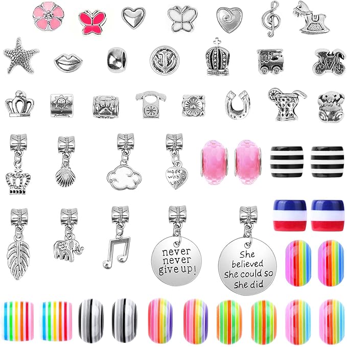 Acejoz 85 Pcs Charm Bracelet Making Kit, DIY Charm Bracelets Beads for Adults and Beginner Jewelry Making Kit