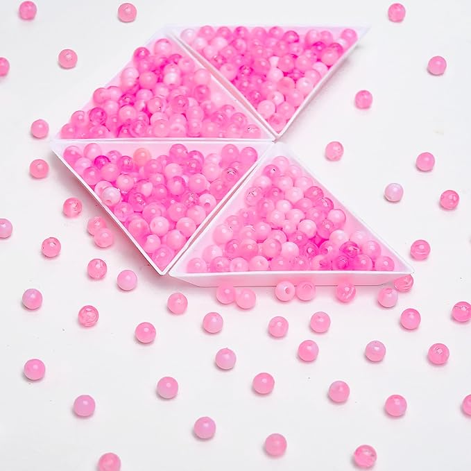 bonny boxx 1000pcs 6mm pink jade round beads, smooth acrylic balls, plastic resin gumball bubblegum chunky beads for necklace & bracelet making, crafting supplies