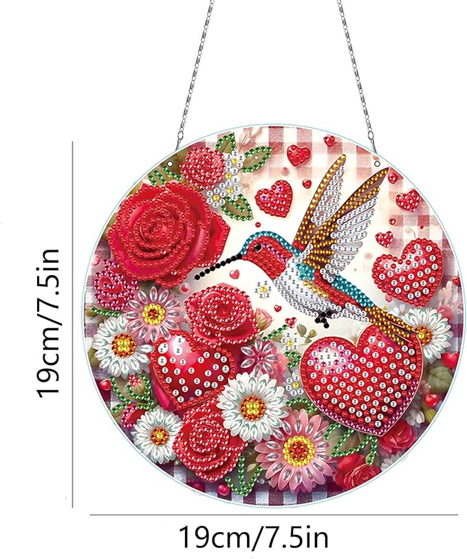 Generic DIY Hanging Diamond Pendant Special Shaped Crystal Diamond Art Painting Ornament Single Sided for Window Home Garden Wall Door Decor-Cardinal01