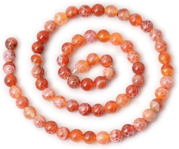 60PCS 6mm Natural Red Dragon Vein Agate Round Loose Beads for Jewelry Making 1 Strand 15 inch