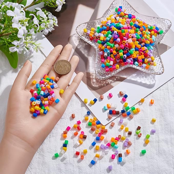 sofpalte 1000pcs rainbow fuse beads 5mm melting beads color bulk plastic colorful inventory refill pack with 3mm hole replenish accessories for diy crafts handmade decor hama refill adults beginners